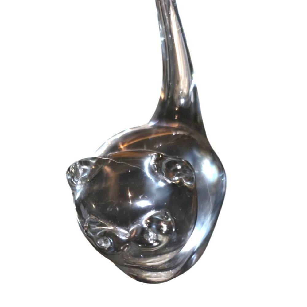 Cat Figurine Crystal Long Tail Artisan Signed Handcrafted‎